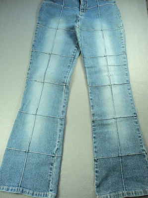 Винтажные джинсы из денима ограниченного выпуска Too Junior's Patchwork Blue Flare Leg размер 7JR - Изображение 1 из 4