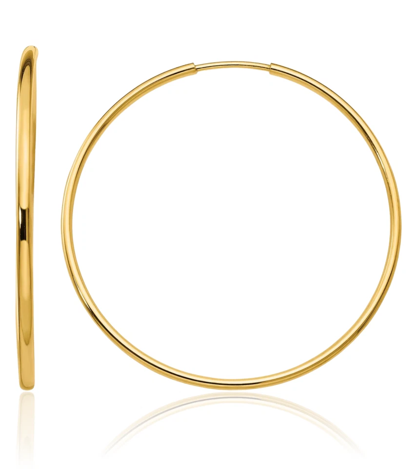 14K Solid Yellow Gold Endless Round Medium Hoop Earrings - Image 1 of 4