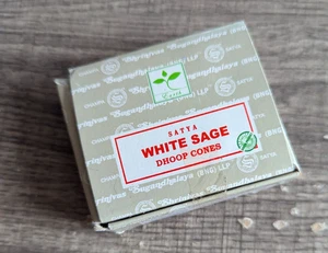 Satya White Sage Dhoop Incense Cones 12 Cones Per Pack - Picture 1 of 4