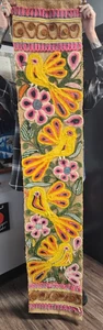 Vintage 1970's Vibrant Mexican Folk Art 6' 7" Yarn Art on Burlap Wall Hanging - Picture 1 of 7
