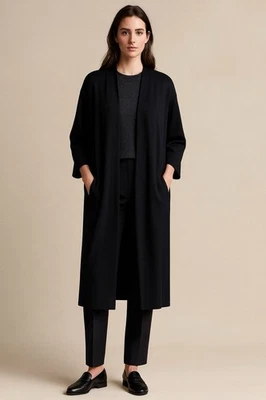 Abrigo largo de lana negro vintage Worth chaqueta abrigo cárdigan talla grande 3X Foto 1 de 4