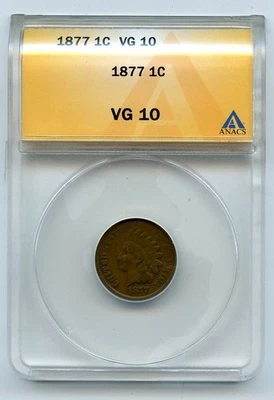 1877 Indian Head Cent ANACS VG 10 - GC411 - Image 1 of 2