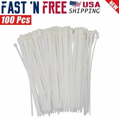 100 piezas 6" pulgadas blanco nailon cremallera cable lazos autobloqueantes 2,8 mm tracción 30 libras Foto 1 de 2