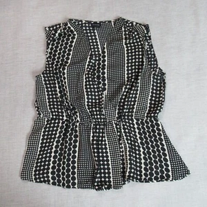 Who What Wear Top Womens XL Black Tan Polka Dot Sleeveless Faux Wrap Casual - Picture 1 of 11