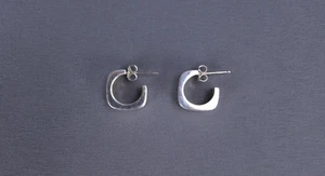 Silpada Chunky Square Huggie Earrings 925 Sterling Silver Square Round Rare - Picture 1 of 9