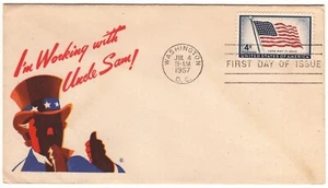 Uncle Sam Honoring the American Flag on The Independence Day USA FDC 1957 - Picture 1 of 1