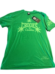 Camiseta Crooks & Castles Hombres Verde Script Logo Gráfico Nuevas Etiquetas Mediana - Imagen 1 de 9