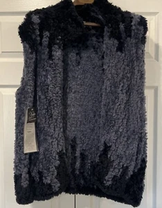 Paula Lishman Strick Fell Stahlblau Weste Geschoren Biber Damen Größe M Neu mit Etikett A74 - Bild 1 von 10