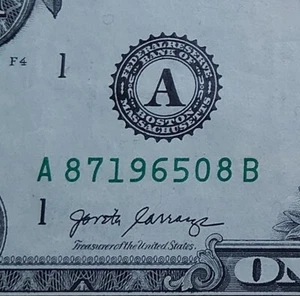 August 7th 1965 birthday anniversary date note fancy serial number one dollar $1 - Picture 1 of 4