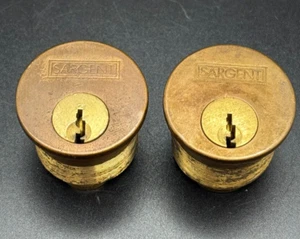 2 Stück SARGENT 1-1/8" Einsteckzylinder Vintage massiv Messing - Bild 1 von 9