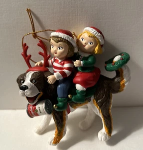 Campbell Soup Kids On Saint Bernard Dog 1994 adorno de Navidad - Imagen 1 de 4