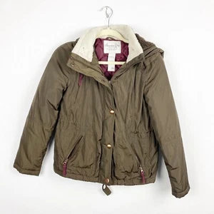American Rag Womens Olive Green Puffer Bomber Jacket Size XS Hooded Quilted - Picture 1 of 7