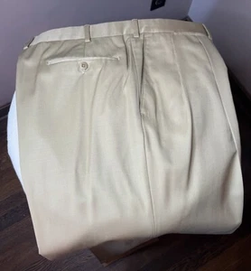 VINTAGE Ermenegildo Zegna Men’s Khaki Wool Dress Pant 39x32 Pleated Super 100’s - Picture 1 of 10
