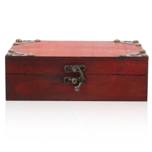 Vintage Style Keepsake Box Wood Trinket Box Wooden Jewelry Case Wood Treasure - Picture 1 of 12