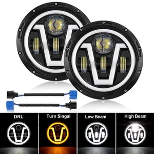 For Ford Mustang 1965-1978 2X 7"INCH Round LED Headlight Hi/Lo DRL Turn Signal - Foto 1 di 12