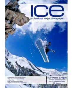 1000 Sheets ICE 220 gsm Matt A4 DOUBLE Sided Matte DUO coated pro PHOTO paper - Picture 1 of 1
