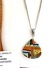 Sterling Silver Inlaid Puzzle Stones Necklace by Vincent Aguilar
