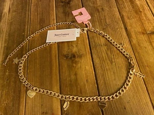 Juicy Couture Adjustable Gold Chain Belt W/ Rhinestone Charms Sm/Md NWTS! - Picture 1 of 4