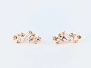Ultra lightweight Sienna Cubic Zirconia Gem Clipon Earrings in Rose Gold - Picture 1 of 6