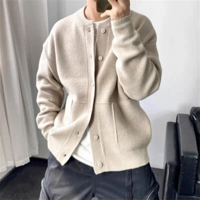 Men's Slim Fit Cardigan Sweater Casual Knitted Pullover Warm Sweaters Coat Tops - Image 1 of 4
