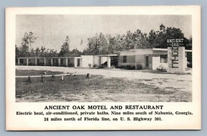 NAHUNTA GA ANTIGUO ROBLE MOTEL Y RESTAURANTE POSTAL VINTAGE - Imagen 1 de 2
