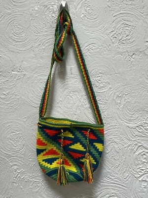 Colombian Handmade Multi Color Bucket Hobo Crossbody Bag Purse - Image 1 of 4