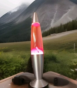 Vintage 2000 Lava Lamp 19" Tall Lover Lamp model KL-207 Red - Metal Silver - Picture 1 of 14