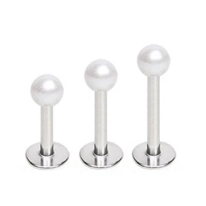 Faux Pearl Tragus Cartilage Helix Earring - Flat Labret Upper Ear Piercing Stud - Picture 1 of 1