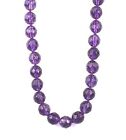 Adjustable 10mm reconstituted amethyst faceted bead necklace-18"+ NKL2500011