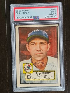 1952 topps #400 Bill Dickey Yankees TOUGH  auto signed psa/dna autograph