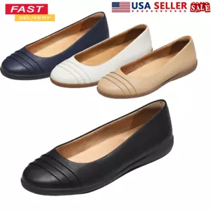 Women Comfortable Ballet Flats Round Toe Slip On Office Dress Flat Shoes - Picture 1 of 22