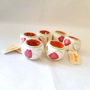 Ivory Red Floral Napkin Ring Set Of 6 RARE Clayre & Eef Sold Out New Christmas - Picture 1 of 5