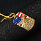  American Flag Necklace Independence Day Jewelry Rhinestone Pendant Hiphop