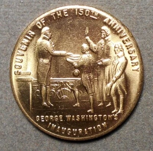 New York Worlds Fair: Weidhaas-54, George Washington Inauguration. Brass, 31mm, - Picture 1 of 2