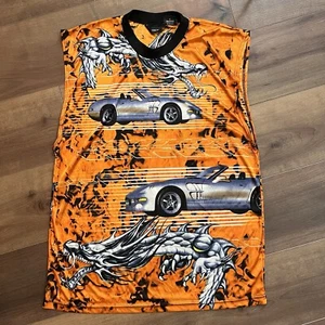 Camiseta sin mangas vintage Y2K años 90 2000 Car Racing malla impresa digital para hombre talla grande” - Imagen 1 de 5