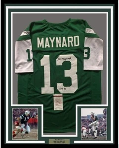 Framed Autographed/Signed Don Maynard HOF 87 35x39 New York Green Jersey JSA COA - Picture 1 of 2