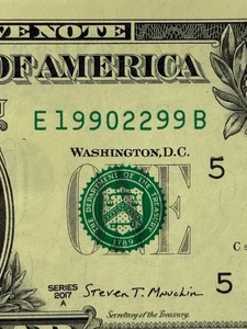 1990 Year Note Bill 1 Dollar Double Double 2s 9s Fancy Serial Number - Picture 1 of 10