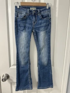 Shyanne Girls Jeans Size 10 Boot Cut Low Rise Medium Wash Denim Embroidered - Picture 1 of 8