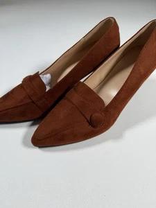Women's Kitten Heel Pumps Loafers Heels Pointed Toe Pearl Strap Fashion Sz 6.5 - Picture 1 of 8
