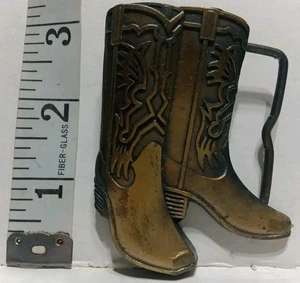 Vintage Messing Metall Cut-Out Western Cowboystiefel Rodeo Gürtelschnalle 3”X 2,25” - Bild 1 von 9