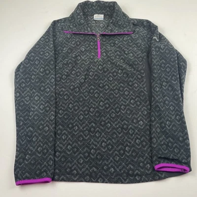 Columbia 1/4 Zip Fleece Pullover Sweater Women’s L Herringbone Black Gray - Image 1 of 4