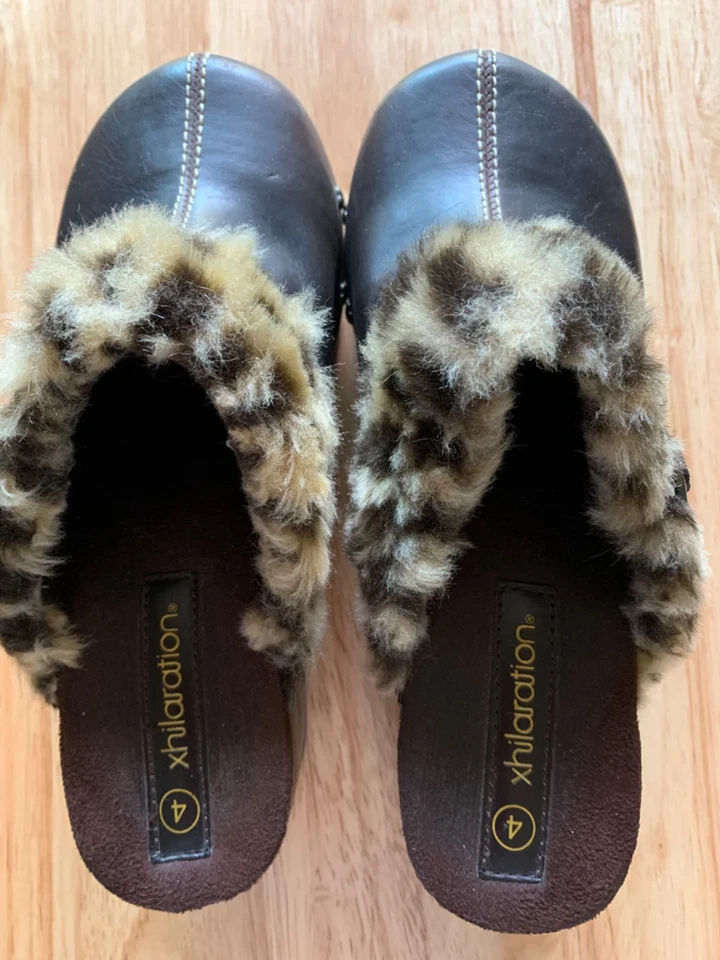  shoe size 4 , xhilaration fur with buckle and heart decoration around shoe  - Image 1 of 4