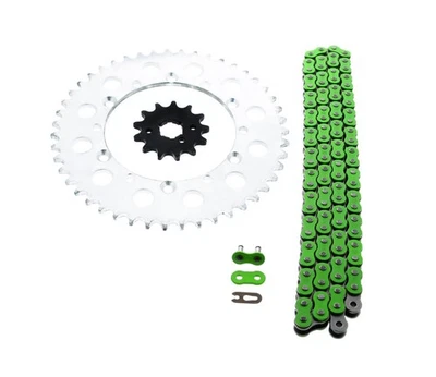 Kawasaki 1995-06 KDX200 / 97-05 KDX220 Green Chain & Sprocket Silver 13/47 110L - Image 1 of 4