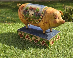 Figurina Jim Shore Heartwood Creek Country Heritage Farm Pig 2003 senza scatola - Foto 1 di 12