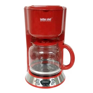Better Chef 12 Cup Stainless Steel Programmable Coffee Maker in Red - Picture 1 of 1