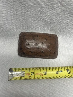 Belt Buckle New Medium Brown Full Quill Ostrich Leather - Image 1 of 2