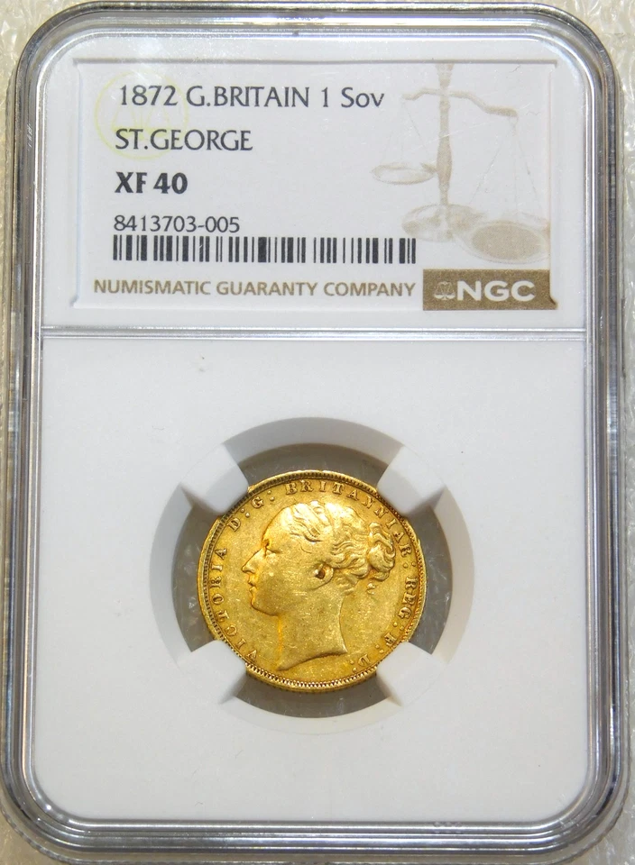 1872 Great Britain Gold Sovereign NGC XF40 Luster Just Graded New Holder #A154 - Image 1 of 4