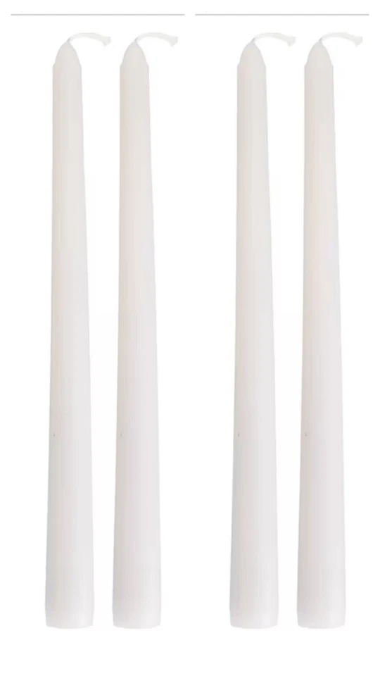 4 pcs White Taper Dinner Candles Sticks 10.5 inch Tall 10hour Burn Time Each USA - Image 1 of 2