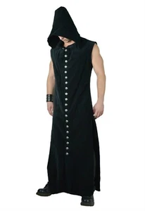 SANTUARIO GÓTICO STEAMPUNK RITUAL MEDIEVAL TERCIOPELO VAMPIRO NEGRO WRAITH TÚNICA ABRIGO - Imagen 1 de 8