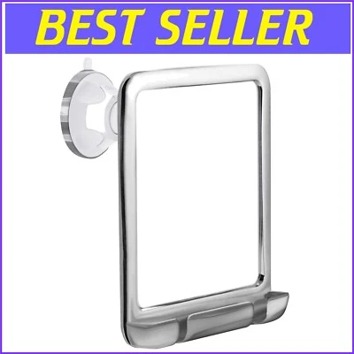 Espejo irrompible sin niebla para afeitado sin esfuerzo - Acabado cromado y ventosa Foto 1 de 4